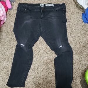 Black distressed skinny jeans. Size 24